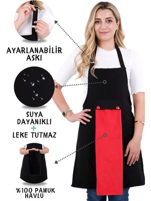 Star Ayar Askılı Havlulu Mutfak Önlüğü Seti (Havlulu Önlük)