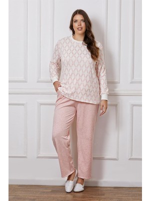 Büyük Beden Battal Uzun Kol Kışlık Pijama Takımı Dowry B09-123