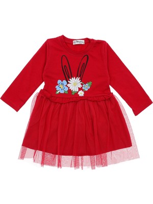 Kız Çocuk Elbise Çiçekli Taşlı