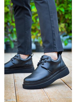 Kb-X3  Kuback Siyah Cilt Siyah Taban Bağcıklı  Günlük Erkek  Ayakkabı