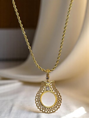 Arvena Yarım Altın Çerçeveli Kolye (Altın Kaplama)