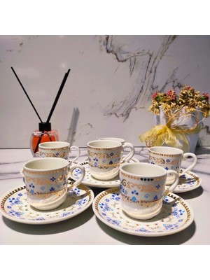 Dm Porselen Kadife Kutulu Sultan 6'lı Kahve Fincan Takımı