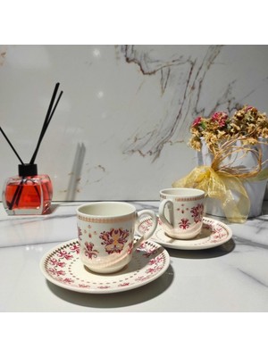 Dm Porselen Kadife Kutulu Karanfil 2'li Kahve Fincan Takımı