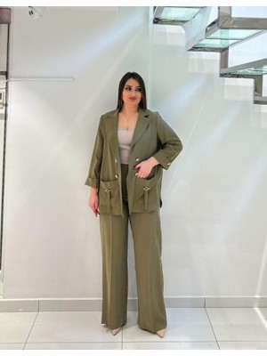 Büyük Beden Beli Lastik Dökümlü Detaylı Pantolon