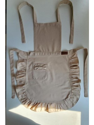 Keten Fırfırlı Bohem Mutfak Önlüğü Bej