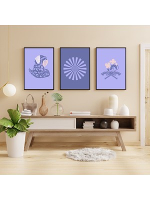 Pry Design Leylaklar Duvar Tablosu Çerçeveli 3'lü Set