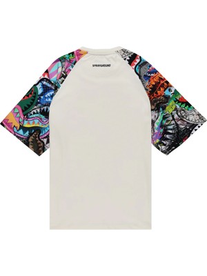 All The Shark Raglan T-Shirt, 100% Pamuk, Siyah, Raglan Kol, Kontrast Logolu, Rahat Kesim