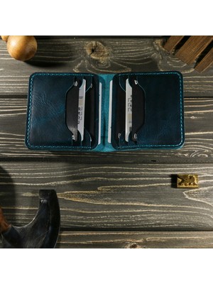 El Yapımı Hakiki Deri Erkek Cüzdan – 8 Kart Kapasitesi, Dış Para Gözlü, Isme Özel Hediye