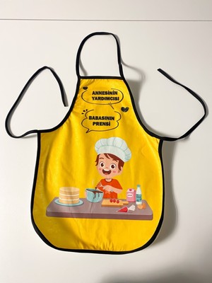 Çocuk Mutfak ve Etkinlik Önlüğü Prens Figürlü 46CM Boy 35CM En Bağlanabilir Tasarımlı Kumaş Önlük
