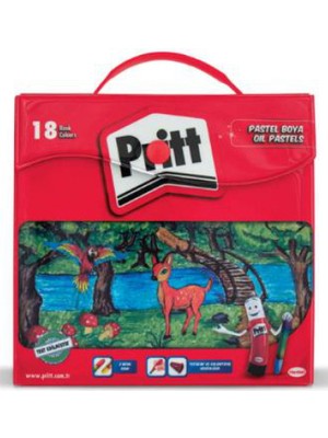 18 Renk Çantalı Pastel Boya Tutacak ve Kalemtraşlı Pritt