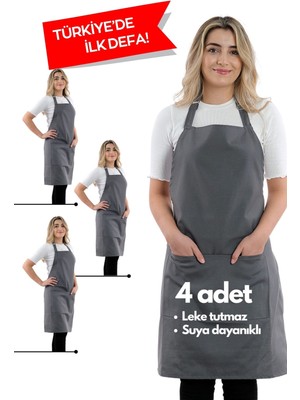 4 Adet Simple Ayarlanabilir Askılı Mutfak Önlüğü