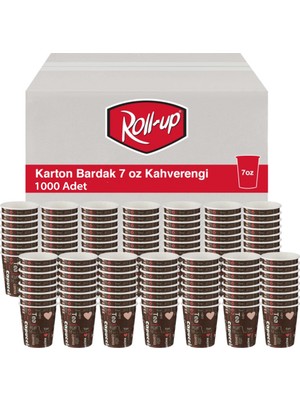 Roll-Up Karton Bardak 7oz Baskılı Kahverengi 1000 Adet