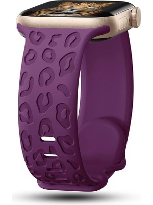 MobaxAksesuar Apple Watch 10 42MM - 38/40/41MM Kordon Leopar Desen Yumuşak Silikon Kordon 2/3/4/5/6/se/7/8/9