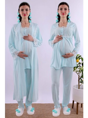 Effortt Pembe Uzun Sabahlıklı Hamile Lohusa Pijama Takımı BYL224072