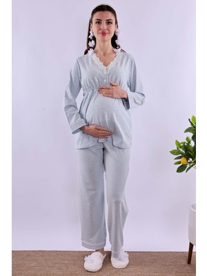 Effortt Mavi Hamile Lohusa Pijama Takımı BYL230522