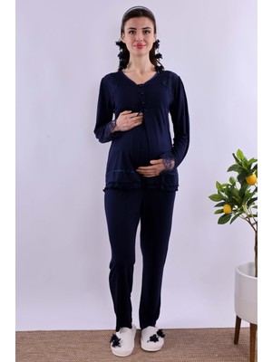 Effortt Mavi Hamile Lohusa Pijama Takımı BYL224222