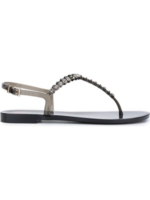 Menghi Kadın Pvc Siyah Parmak Arası Sandalet 774 101E Bn Sndlt Y25 Black