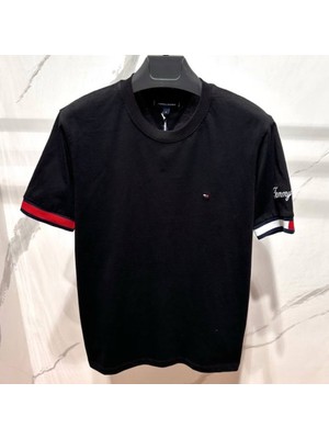 Erkek Pique Bayrak Manşet T-Shirt