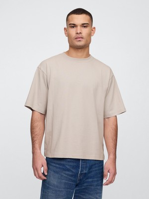 Erkek Bej Vintage Soft Boxy T-Shirt
