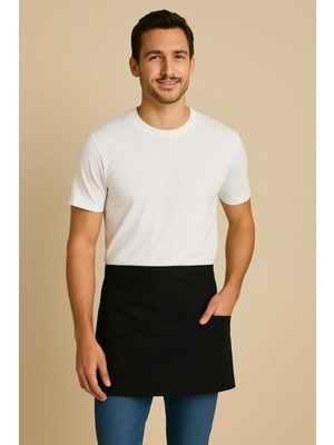 Garson Aşçı ve Mutfak Şef Yarım Bel Önlük Leke Tutmaz 2 Cepli Servis Önlüğü Unisex