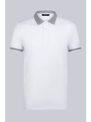 Beyaz Regular Fit 100% Pamuklu Polo Yaka Tişört