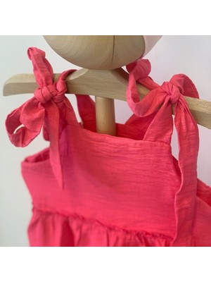 Pembe Omuzdan Bağlamalı Elbise