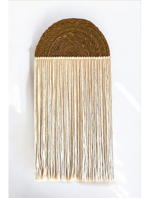 Bohem Hasır El Yapımı Boncuklu Makrome Duvar Süsü 75 cm