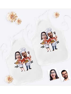 Kişiye Özel Ikili Aşçı Çift Karikatürlü Mutfak Önlüğü - 3