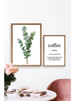 Kahve Köşesi Okaliptüs Coffee Ahşap Çerçeve Set