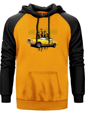 Ford Mustang 1967 Yellow Sarı Renk Reglan Kol Kapşonlu Sweatshirt