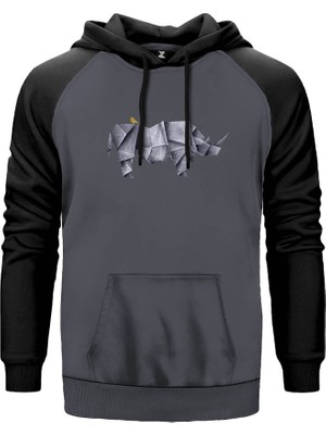 Rhiono And Bird Gri Renk Reglan Kol Kapşonlu Sweatshirt