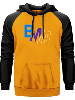 Bmw Colourful Logo Sarı Renk Reglan Kol Kapşonlu Sweatshirt