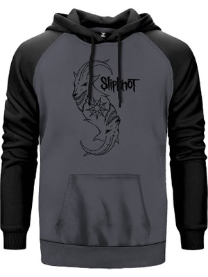 Slipknot Goat Logo Gri Renk Reglan Kol Kapşonlu Sweatshirt