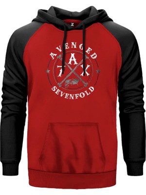 Avenged Sevenfold A7X Patch Kırmızı Renk Reglan Kol Kapşonlu Sweatshirt