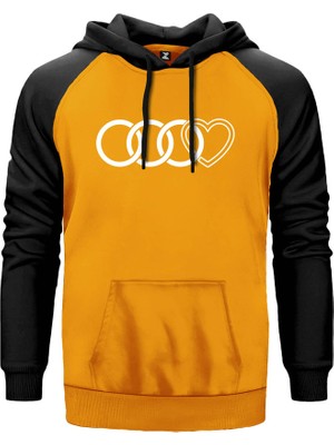 Audi Rings Hearth Sarı Renk Reglan Kol Kapşonlu Sweatshirt