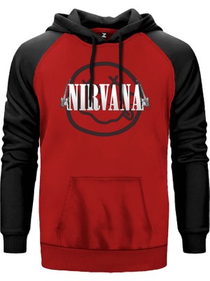 Nirvana Guitar Kırmızı Renk Reglan Kol Kapşonlu Sweatshirt