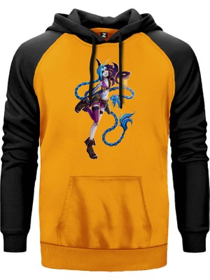 Jinx Crazy Sarı Renk Reglan Kol Kapşonlu Sweatshirt