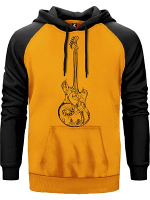 Gitar Müzik Aşkı Sarı Renk Reglan Kol Kapşonlu Sweatshirt