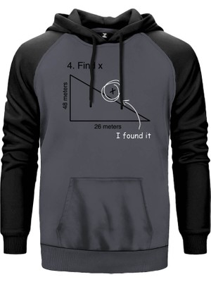I Found It Gri Renk Reglan Kol Kapşonlu Sweatshirt
