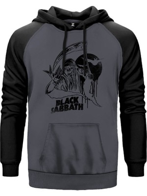 Black Sabbath In Dark Gri Renk Reglan Kol Kapşonlu Sweatshirt