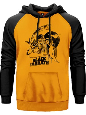 Black Sabbath In Dark Sarı Renk Reglan Kol Kapşonlu Sweatshirt
