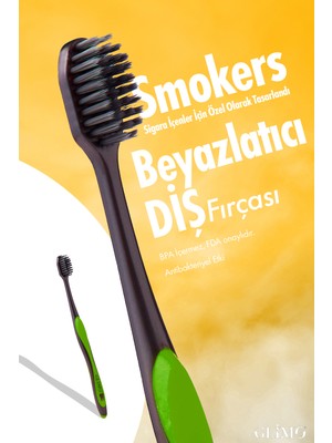 Glimo Smokers Beyazlatıcı Diş Fırçası | Sigara & Çay Lekelerine Karşı | Plak & Sararma Önleyici | Yeşil
