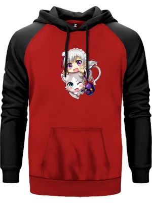 Re Zero Emilia An Pack Kırmızı Renk Reglan Kol Kapşonlu Sweatshirt