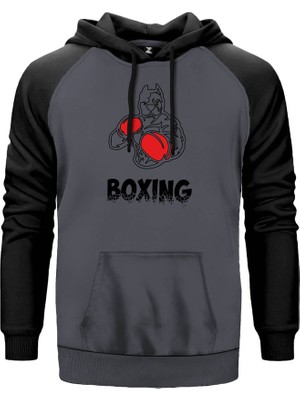 Pitbull Boxing Gri Renk Reglan Kol Kapşonlu Sweatshirt