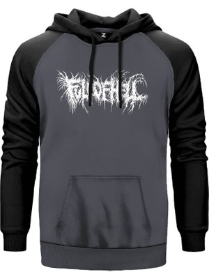 Full Of Hell Gri Renk Reglan Kol Kapşonlu Sweatshirt