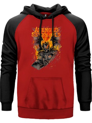 Avenged Sevenfold Knight Kırmızı Renk Reglan Kol Kapşonlu Sweatshirt