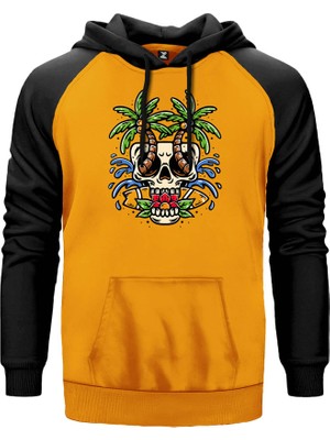 Kuru Kafa Plajı Sarı Renk Reglan Kol Kapşonlu Sweatshirt
