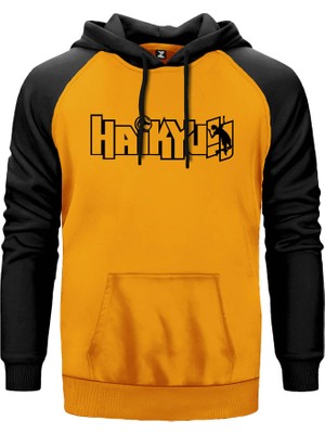 Haikyu Sarı Renk Reglan Kol Kapşonlu Sweatshirt