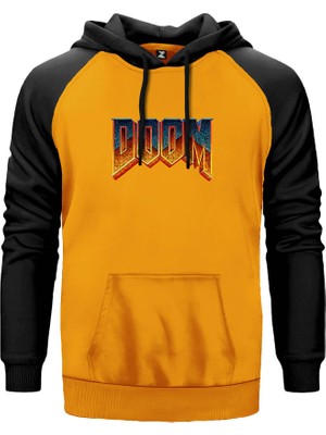 Doom Vintage Sarı Renk Reglan Kol Kapşonlu Sweatshirt