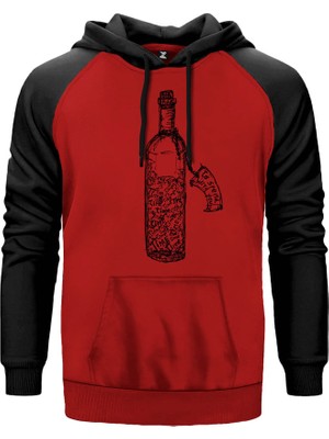 Time Kırmızı Renk Reglan Kol Kapşonlu Sweatshirt